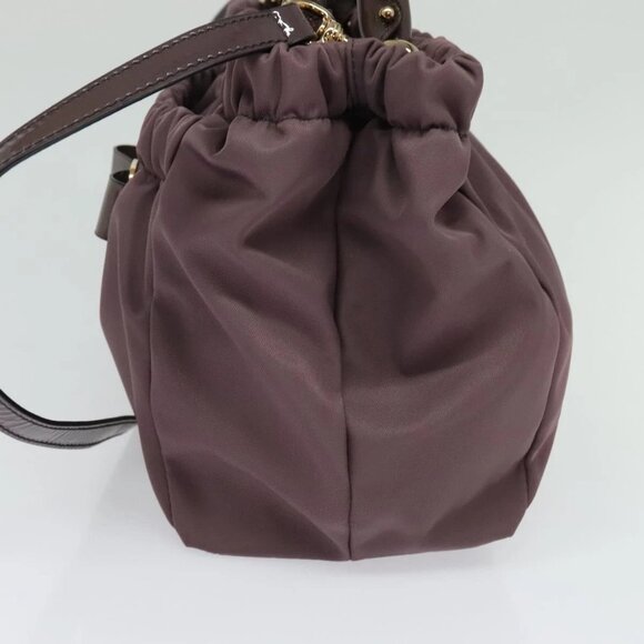 Salvatore Ferragamo Vala Hand Bag Nylon Enamel 2way Purple Silver Auth 138874 - Picture 9 of 16